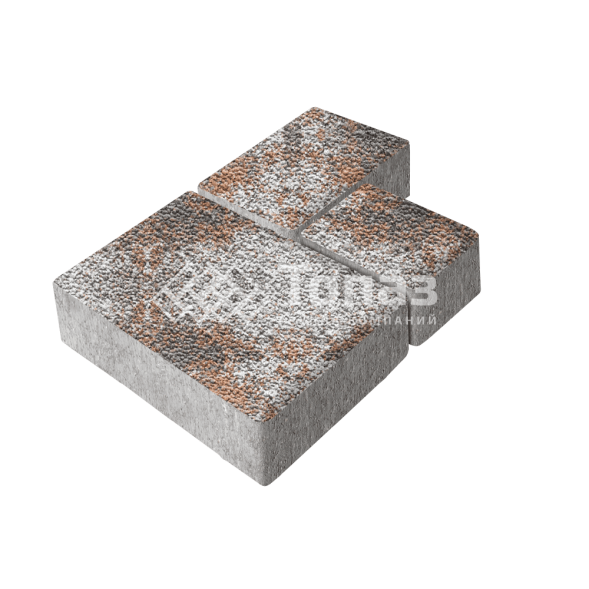 Тротуарная плитка Бергамо, агат оранжевый с мраморной крошкой, 6 см