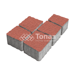 Тротуарная плитка Антик, красная на камне, 4 см