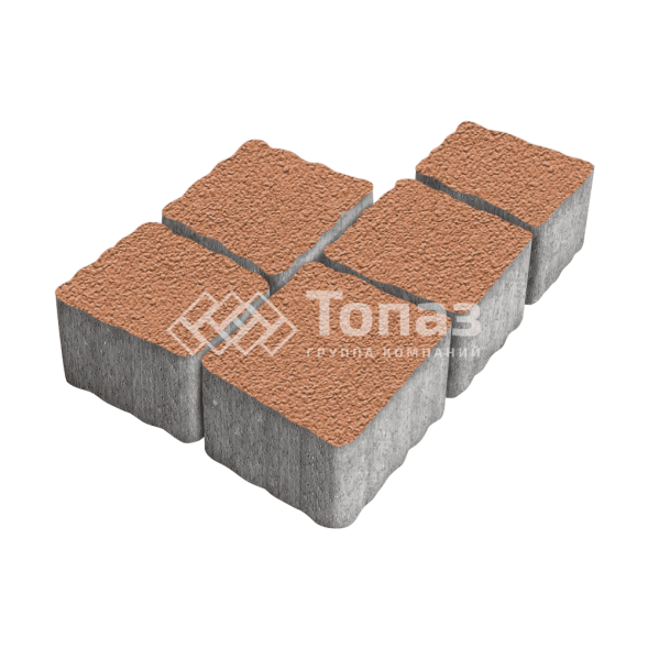 Тротуарная плитка Антик, оранжевая на камне, 4 см