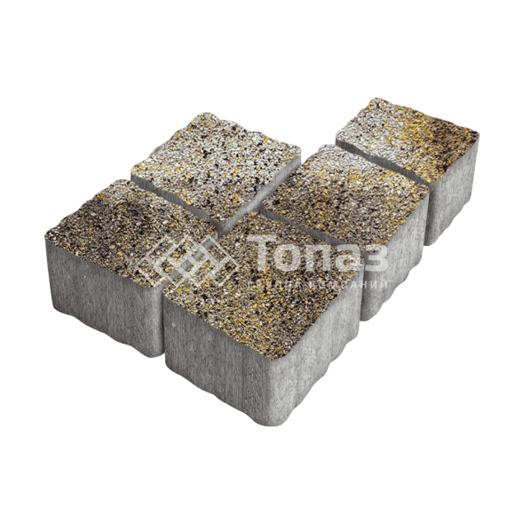 Тротуарная плитка Антик, агат желтый на камне, 4 см