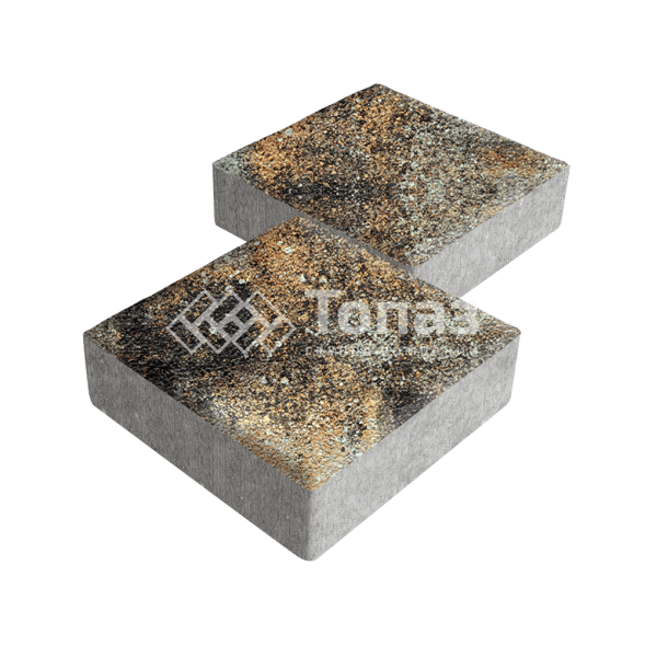 Тротуарная плитка Квадрат 200х200х60, агат кофейный на камне   