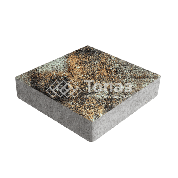 Тротуарная плитка Квадрат 200х200х60, агат кофейный на камне   