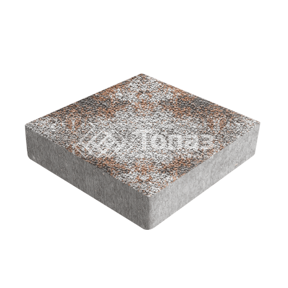 Тротуарная плитка Квадрат 200х200х40, агат оранжевый с мраморной крошкой