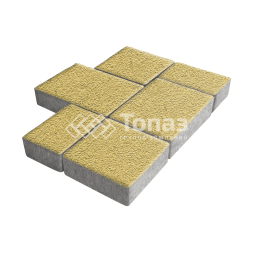 Тротуарная плитка Новый город, желтая на камне, 6 см