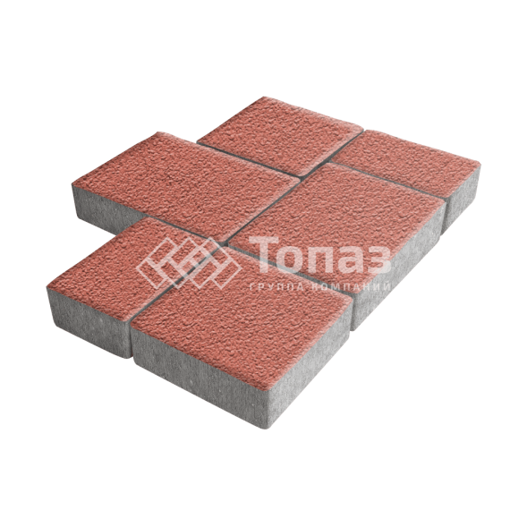 Тротуарная плитка Новый город, красная на камне, 4 см