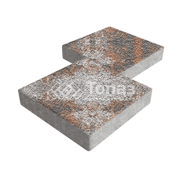 Тротуарная плитка Квадрат 500х500х70, агат оранжевый с мраморной крошкой