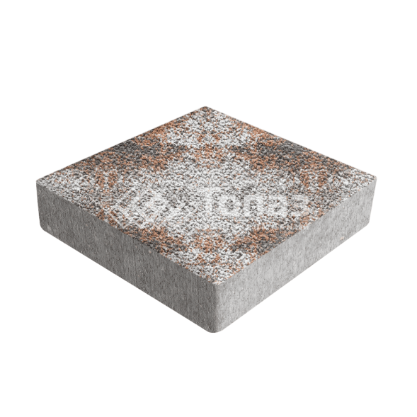 Тротуарная плитка Квадрат 200х200х60, агат оранжевый с гранитной крошкой