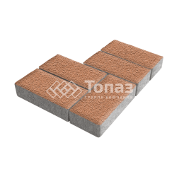 Тротуарная плитка 200х100х40, оранжевая на камне