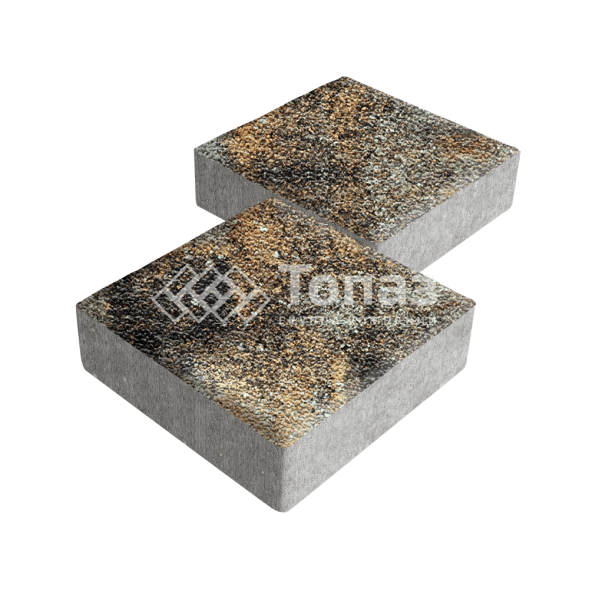 Тротуарная плитка Квадрат 200х200х40, агат кофейный с мраморной крошкой   