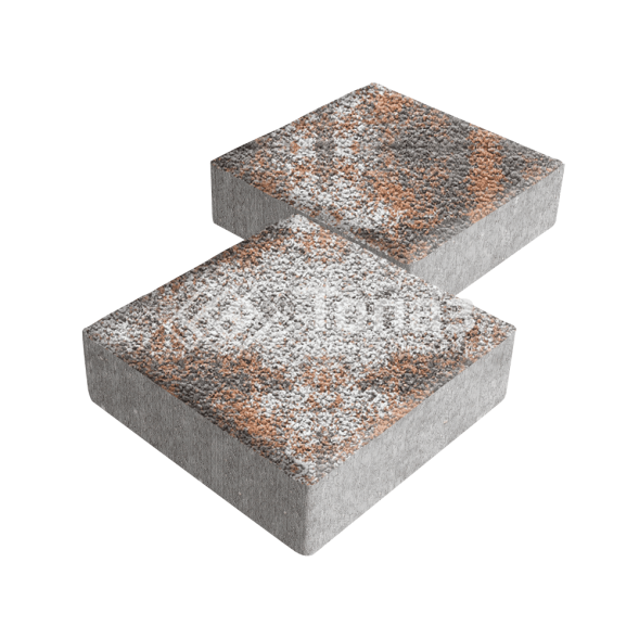 Тротуарная плитка Квадрат 200х200х40, агат оранжевый с гранитной крошкой