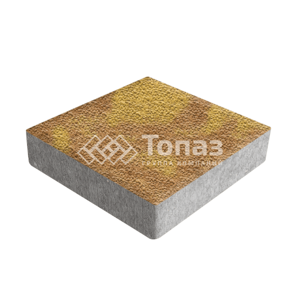 Тротуарная плитка Квадрат 200х200х60, шафран с гранитной крошкой  