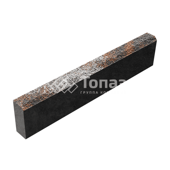 Камень бортовой БР 100.20.8, агат оранжевый с мраморной крошкой, черное основание