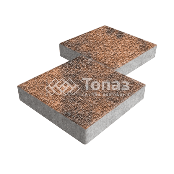 Тротуарная плитка Квадрат 500х500х70, сомон с мраморной крошкой