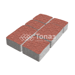 Тротуарная плитка Старый город, красная с мраморной крошкой, 6 см