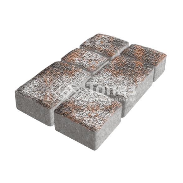 Тротуарная плитка Старый город, агат оранжевый с мраморной крошкой, 6 см