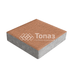 Тротуарная плитка Квадрат 200х200х40, оранжевая на камне