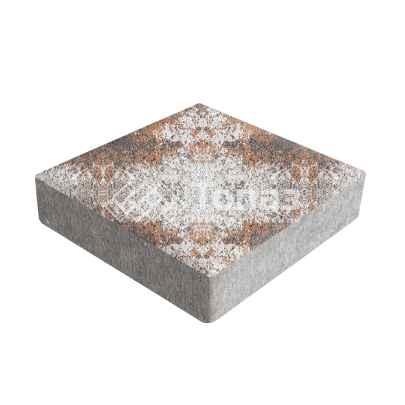 Тротуарная плитка Квадрат 200х200х60, агат оранжевый