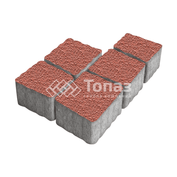 Тротуарная плитка Антик, красная с мраморной крошкой, 4 см