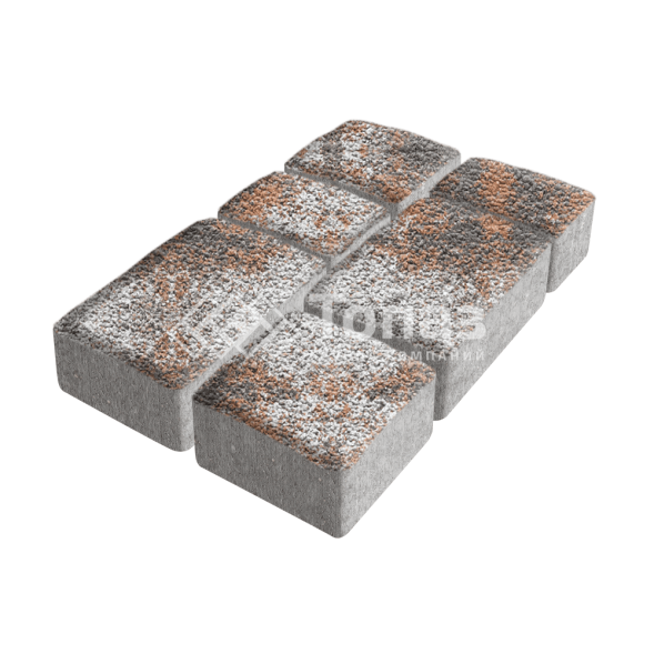 Тротуарная плитка Старый город, агат оранжевый с гранитной крошкой, 4 см