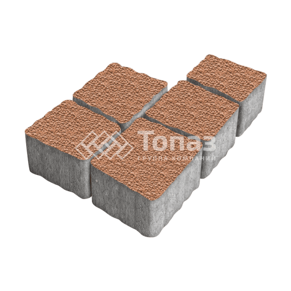 Тротуарная плитка Антик, оранжевая с мраморной крошкой, 4 см