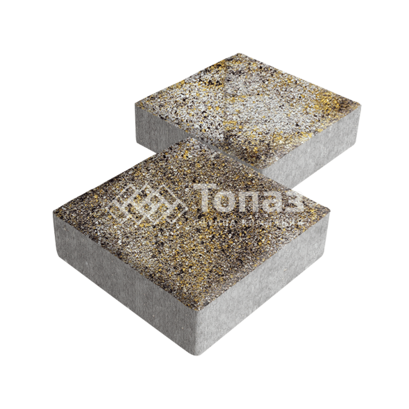 Тротуарная плитка Квадрат 200х200х40, агат желтый на камне