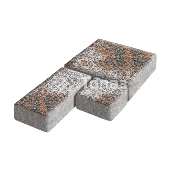 Тротуарная плитка Рубико, агат оранжевый с мраморной крошкой, 4 см