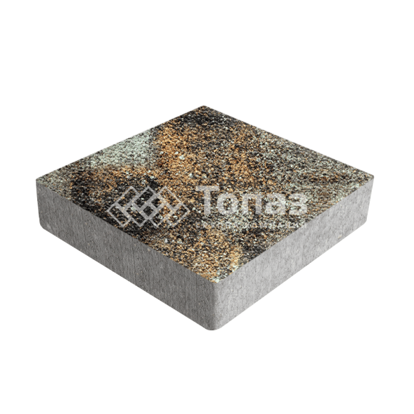 Тротуарная плитка Квадрат 200х200х40, агат кофейный с гранитной крошкой   