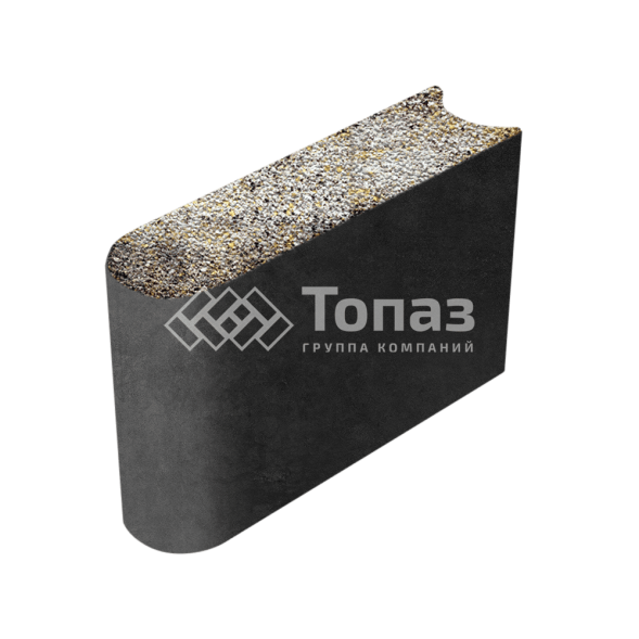 Камень бортовой БРШ 50.20.8, агат желтый с мраморной крошкой, черное основание