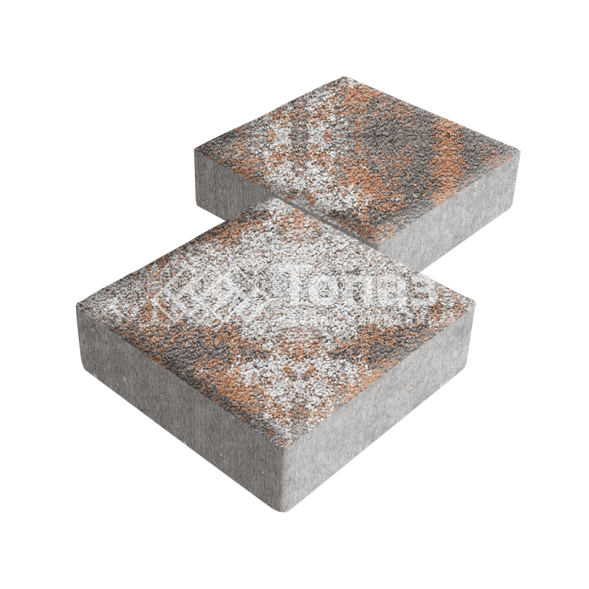 Тротуарная плитка Квадрат 200х200х40, агат оранжевый на камне