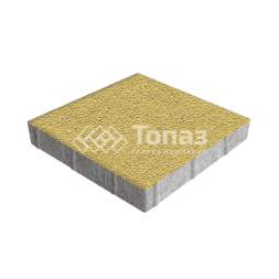 Тротуарная плитка Квадрат 500х500х70, желтая на камне