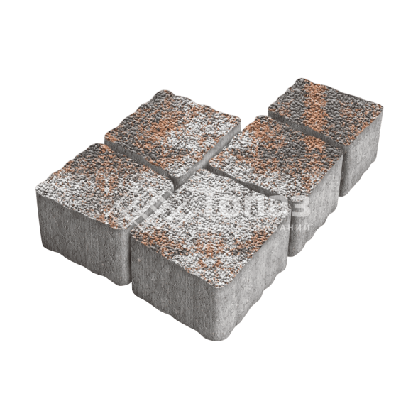 Тротуарная плитка Антик, агат оранжевый с мраморной крошкой, 4 см