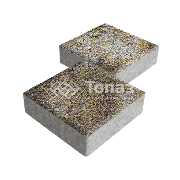 Тротуарная плитка Квадрат 200х200х60, агат желтый с мраморной крошкой