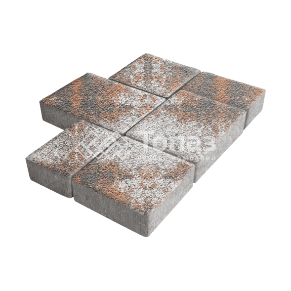 Тротуарная плитка Новый город, агат оранжевый на камне, 8 см