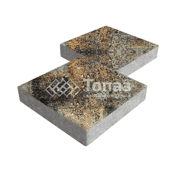 Тротуарная плитка Квадрат 500х500х70, агат кофейный на камне   