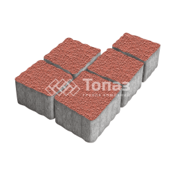 Тротуарная плитка Антик, красная с гранитной крошкой, 4 см