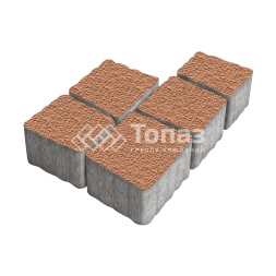 Тротуарная плитка Антик, оранжевая с гранитной крошкой, 4 см