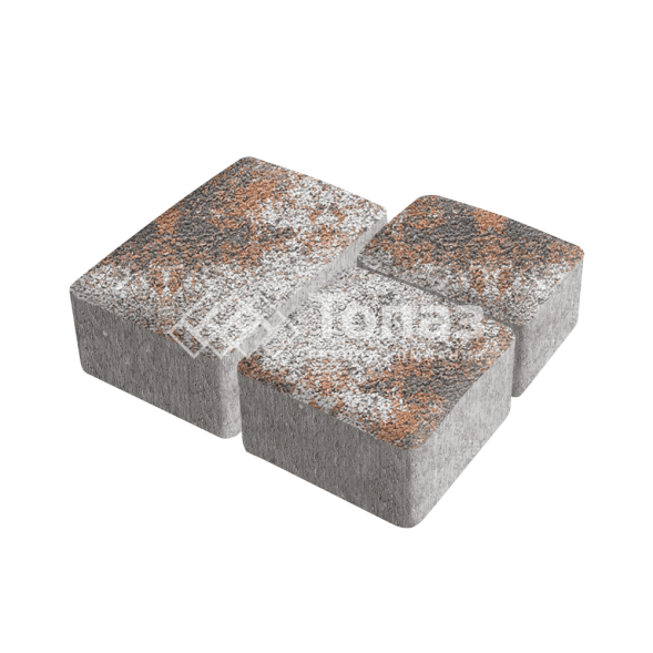 Тротуарная плитка Старый город, агат оранжевый на камне, 6 см