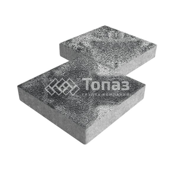 Тротуарная плитка Квадрат 500х500х70, черно-белая на камне 