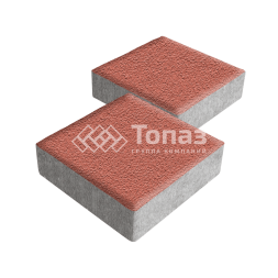 Тротуарная плитка Квадрат 200х200х60, красная на камне