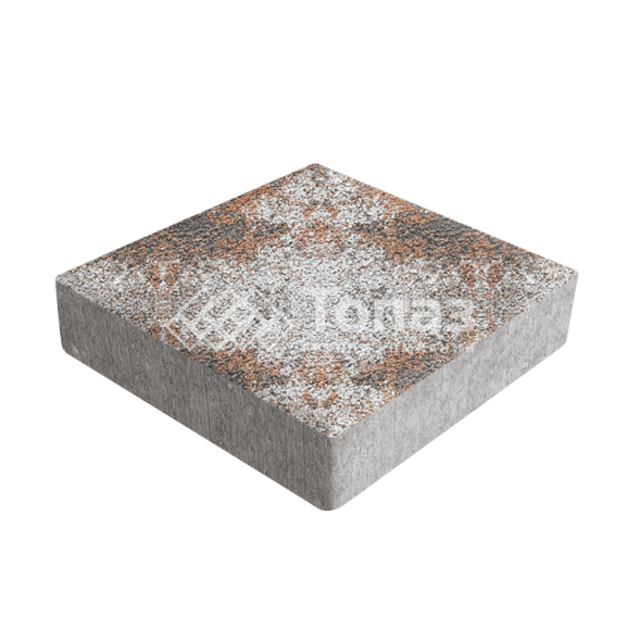 Тротуарная плитка Квадрат 200х200х60, агат оранжевый на камне